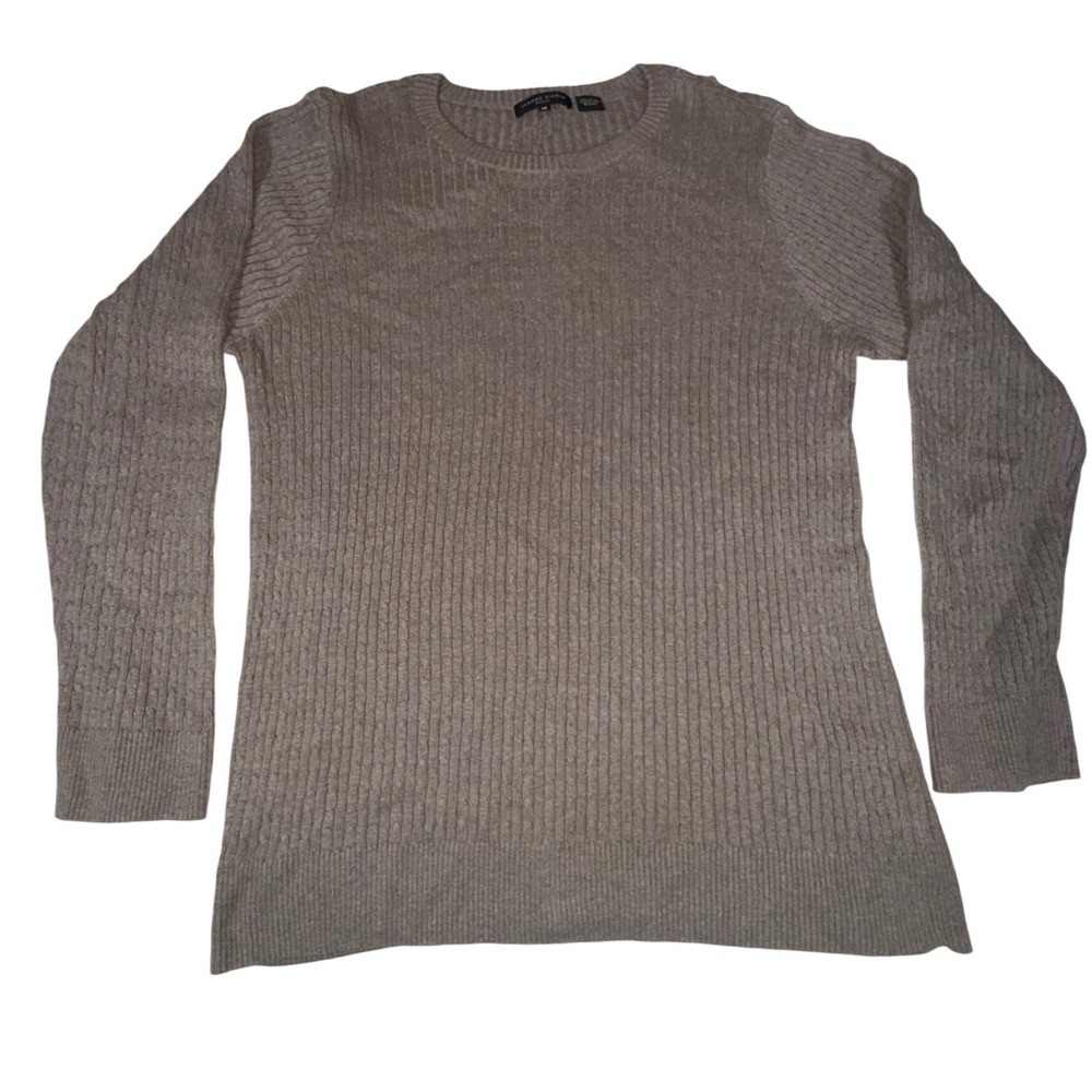 Jeanne Pierre Woman Crew Neck Sweater Womens 1X Brown 100% Cotton Cable Knit